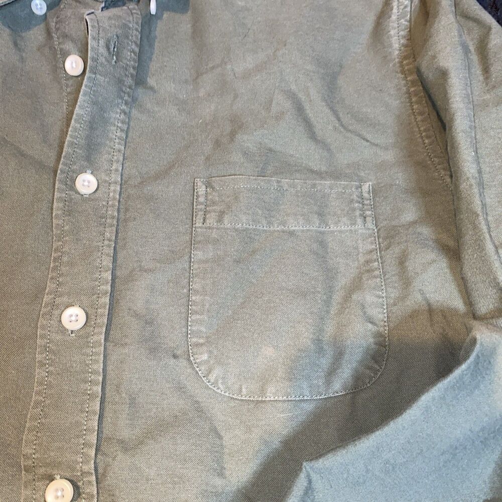 Taylor Stich Army Green Long Sleeve Shirt Men's 38 Preppy Button Down Casual - Picture 4 of 8